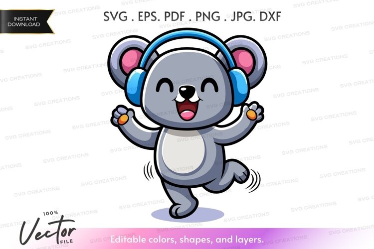 Dancing koala with headphones example image 1