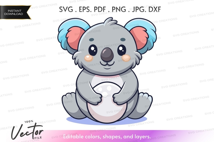 Cute koala bear vector silhouette
