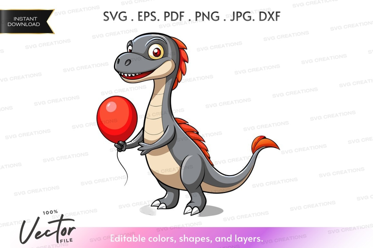 Playful dinosaur with balloon