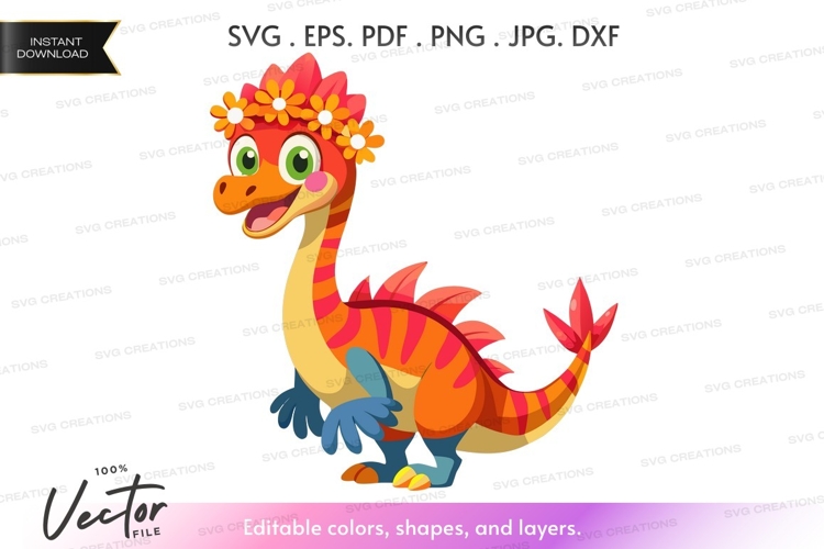 Playful dinosaur with floral crown