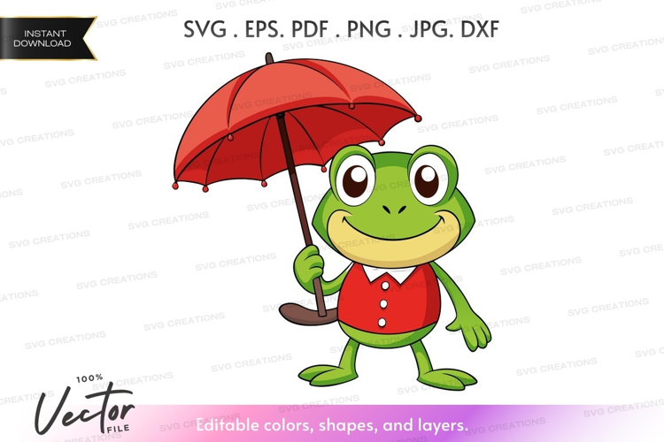 Friendly frog with umbrella