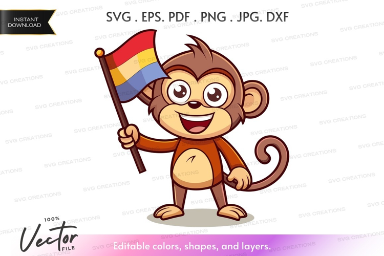Monkey holding colombian flag