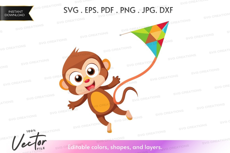 Monkey flying a kite