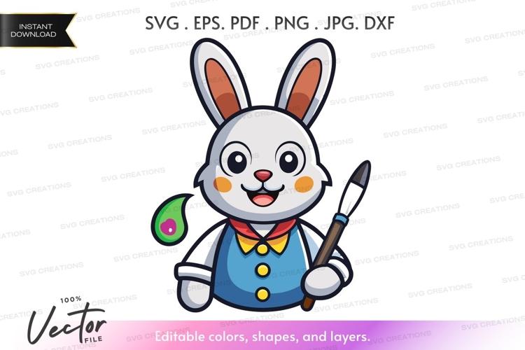 Creative bunny with paintbrush