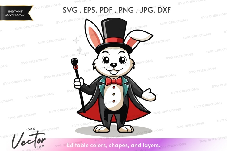 Magician rabbit vector silhouette