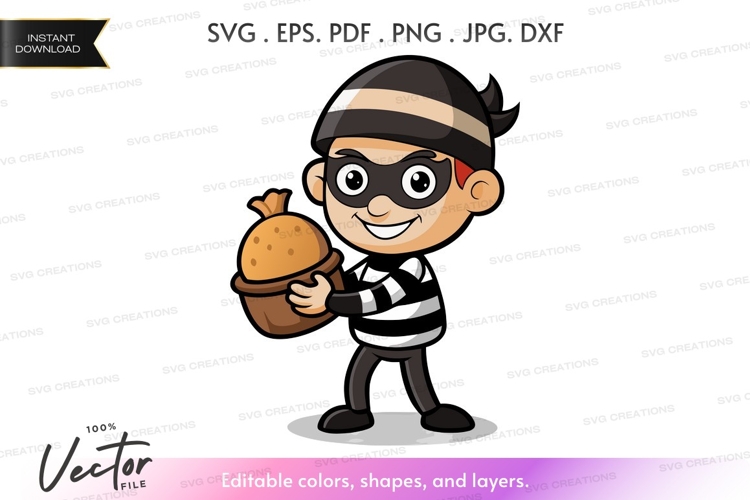 Vector silhouette of a young thief