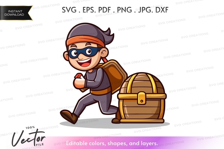Pirate with treasure chest