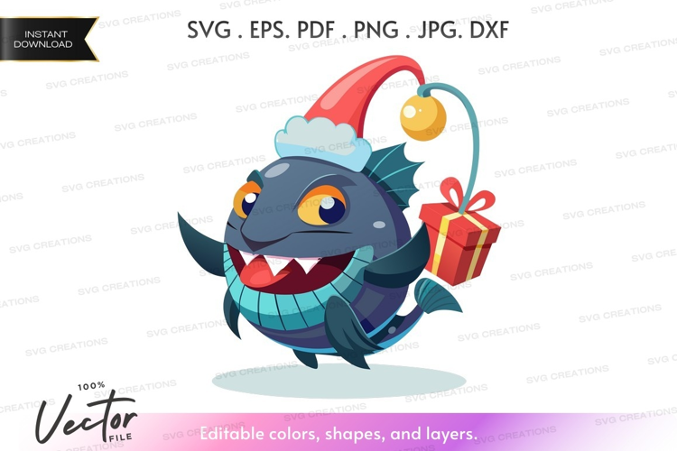 Christmas dragon with gift
