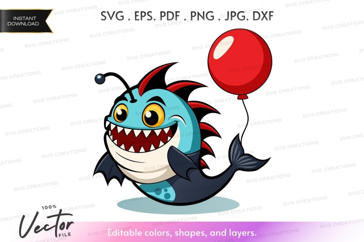 Playful fish with balloon