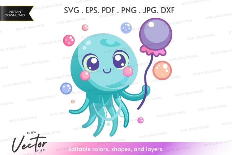 Playful jellyfish with balloon