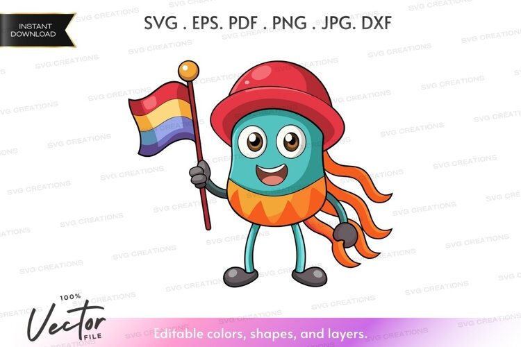 Happy octopus with pride flag example image 1