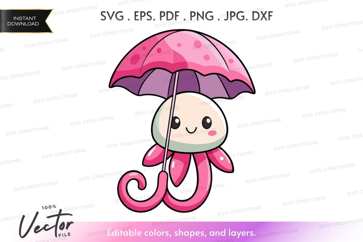 Cute jellyfish with umbrella