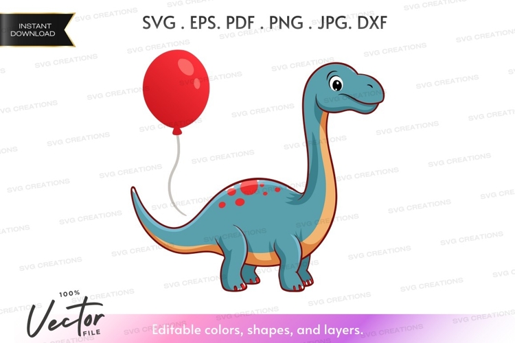 Playful dinosaur with balloon
