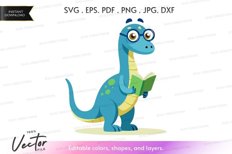 Intellectual dinosaur reading book example image 1