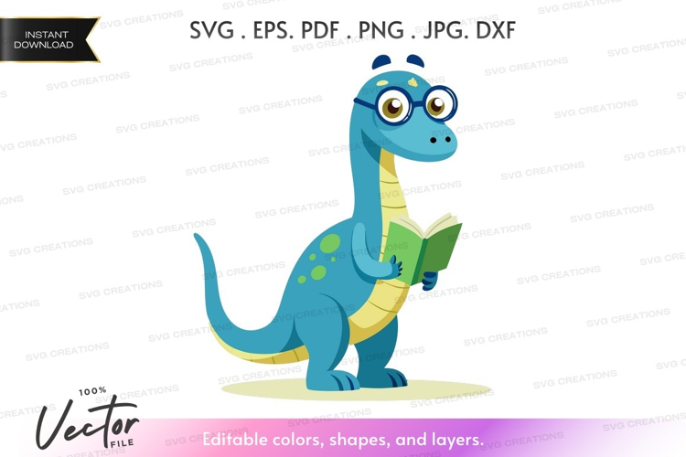Intellectual dinosaur reading book