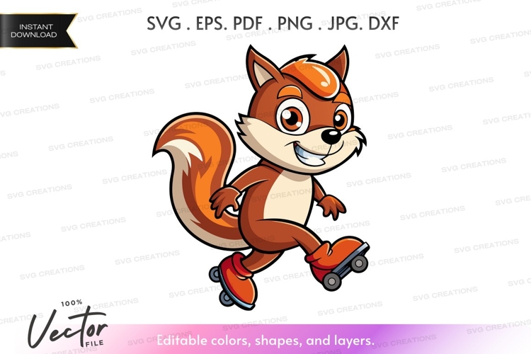 Skating squirrel vector clipart