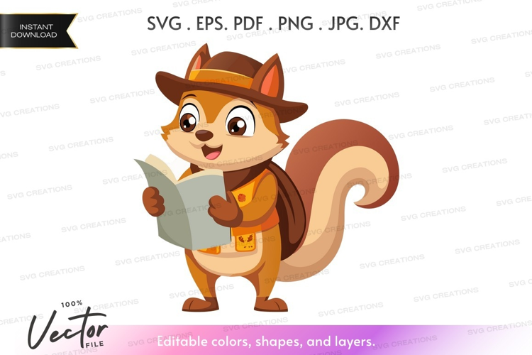 Adventurous squirrel reading a map