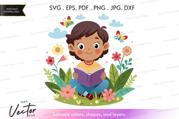 Girl reading in a garden