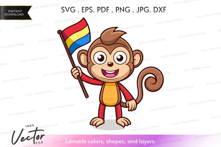 Monkey holding colombian flag