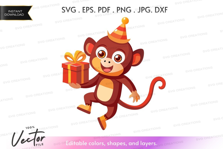 Celebrating monkey with gift