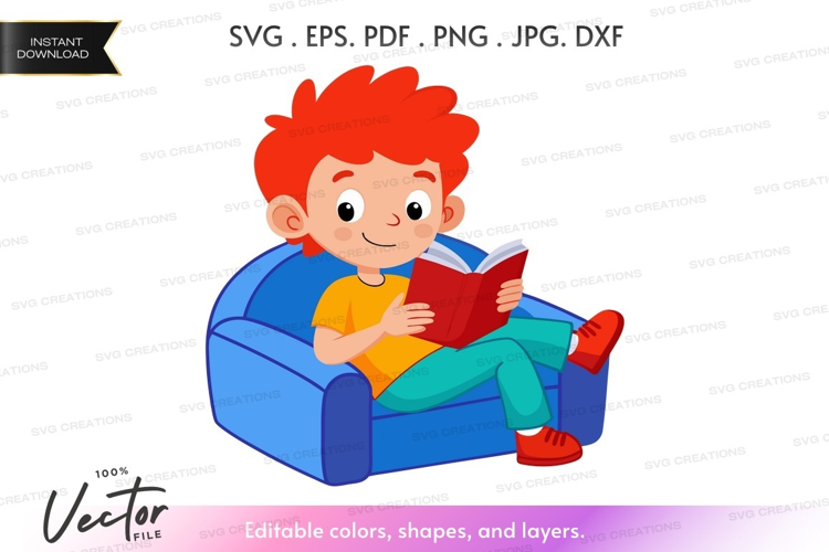 Boy reading a book