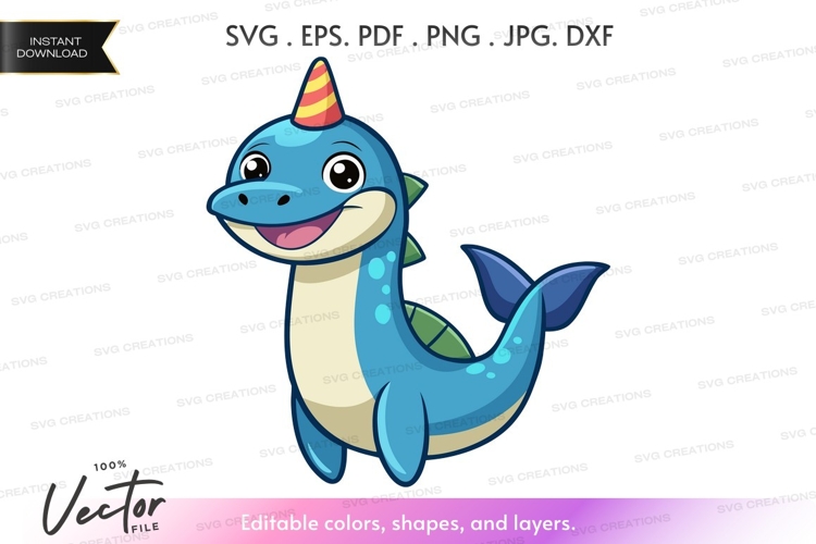 Cartoon dolphin with party hat