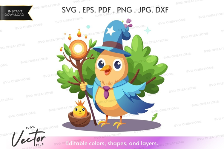 Magical owl with wand