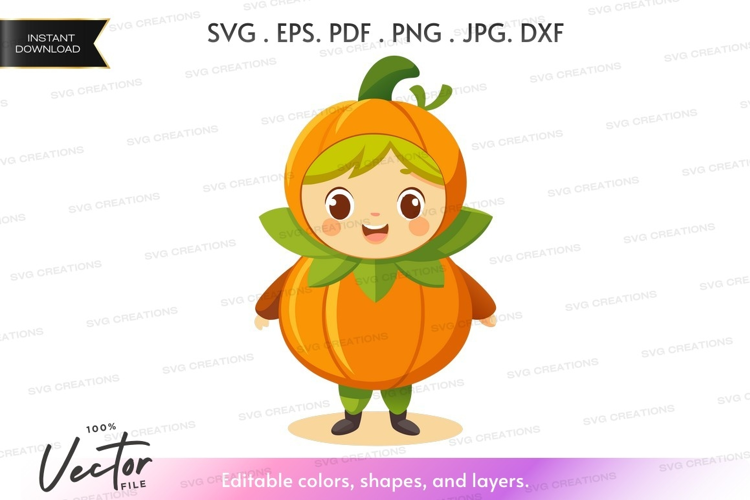 Cute kid in pumpkin costume