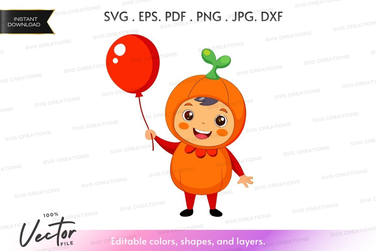 Pumpkin child with balloon