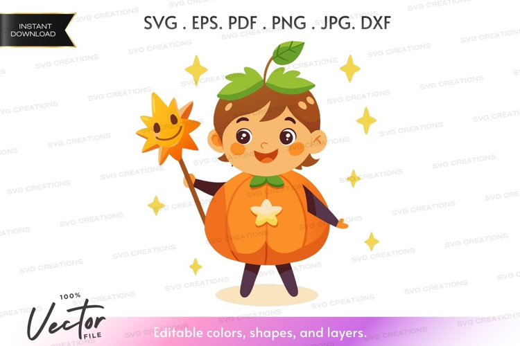 Pumpkin elf with sun wand