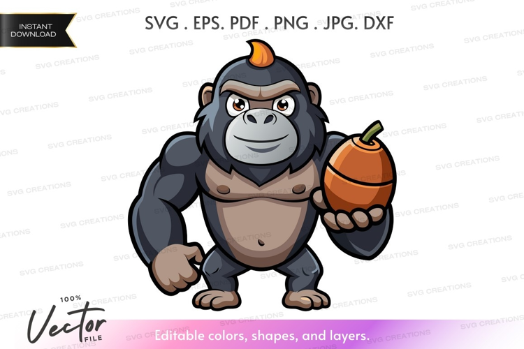 Strong gorilla holding acorn