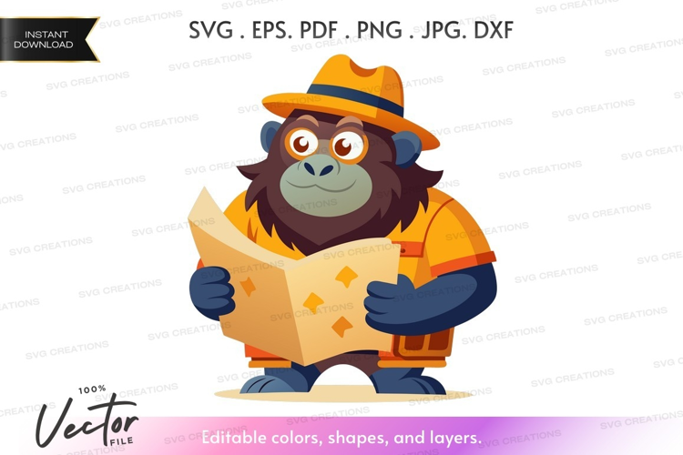 Adventurous monkey with map