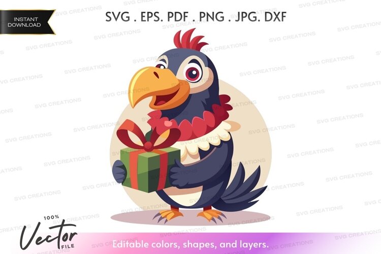 Joyful bird holding a gift box example image 1
