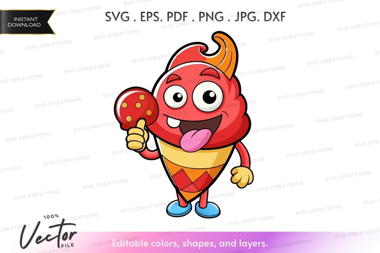 Spicy pepper character holding a lollipop