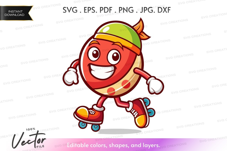 Skating watermelon character