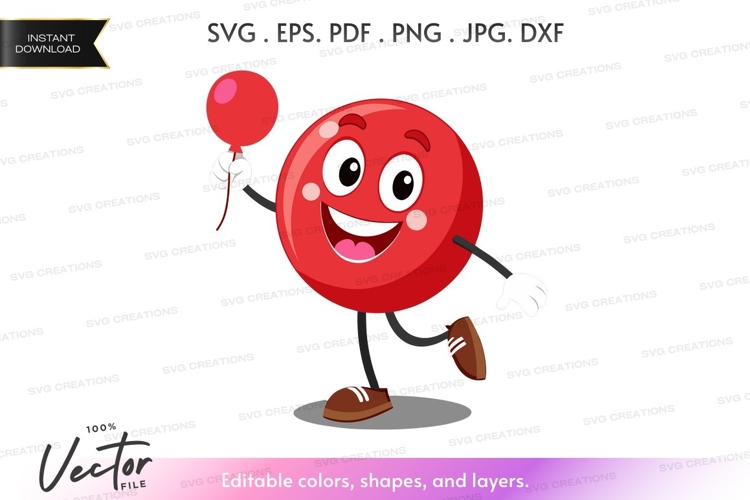 Happy red balloon character