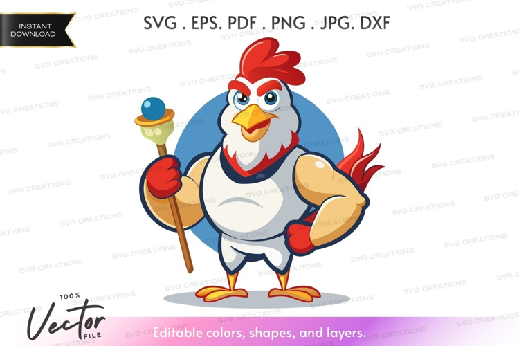Mighty rooster with scepter