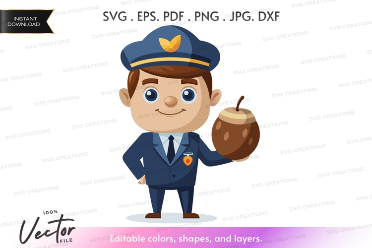 Police officer holding coconut