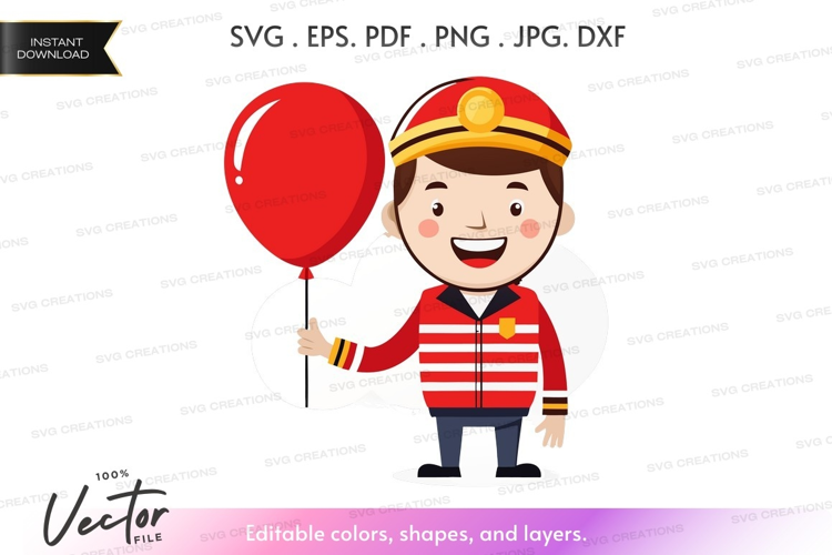 Joyful clown holding a balloon