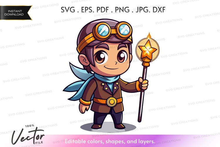 Adventurous young mage with star wand
