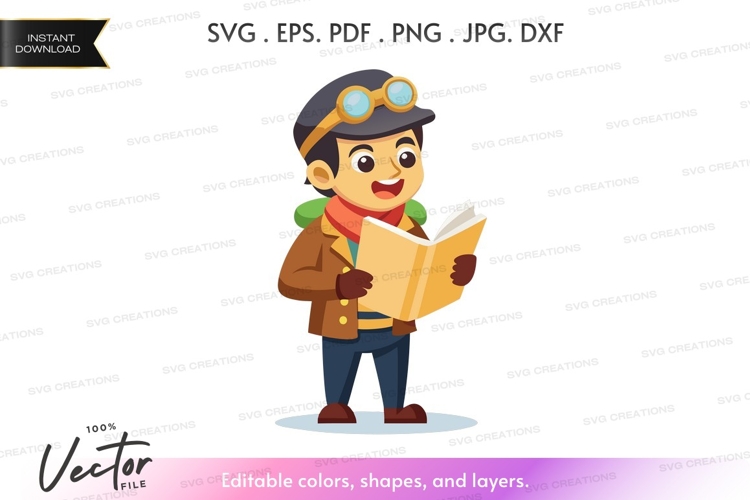 Young boy reading a book