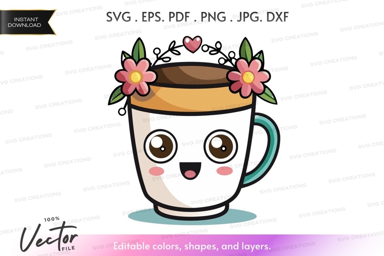 Cute coffee mug with flower crown