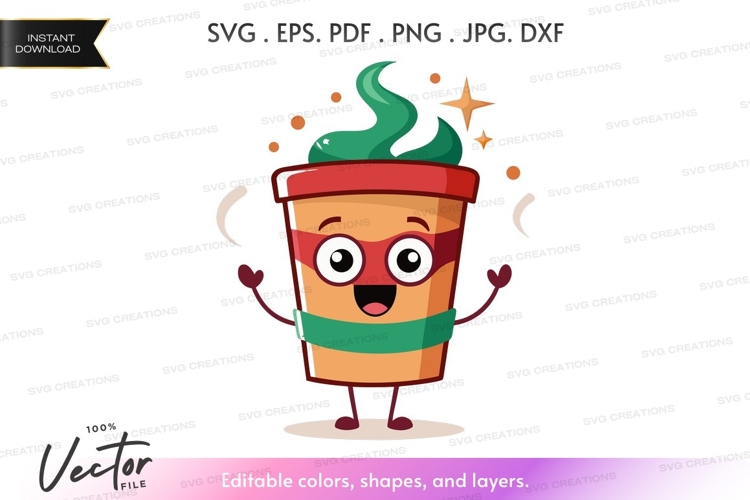 Happy coffee cup character