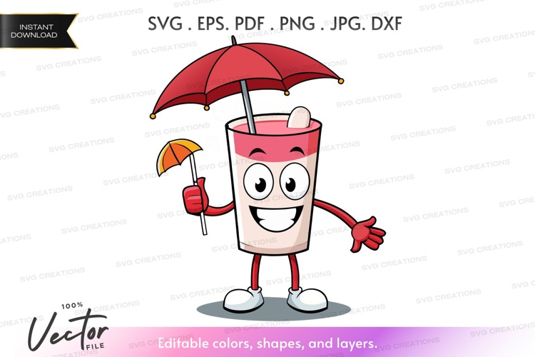 Cheerful milkshake with umbrella