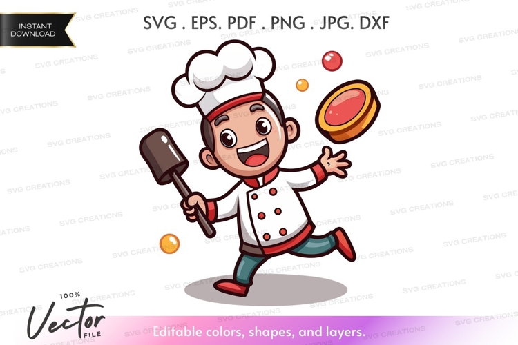 Chef in action - vector clipart example image 1