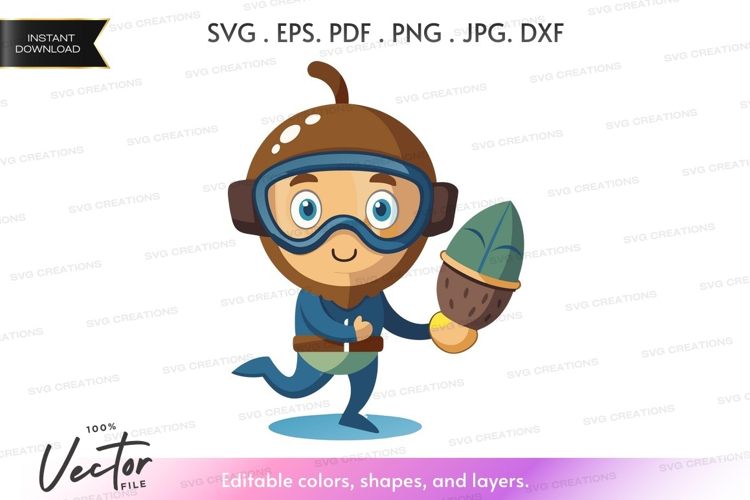 Diving acorn character
