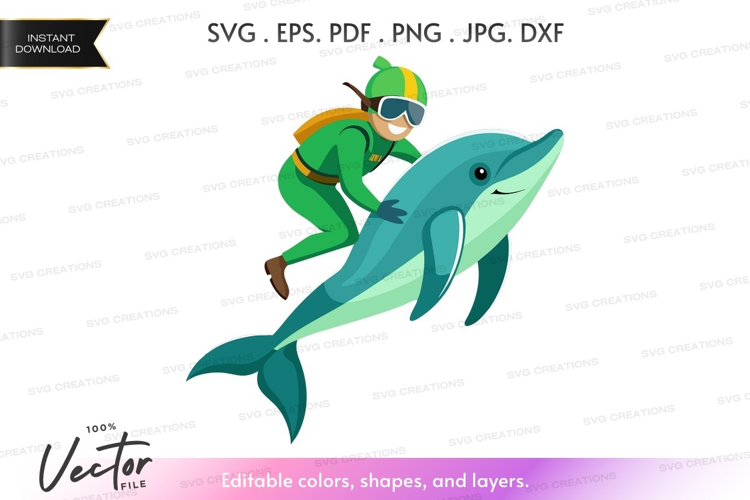 Scuba diver with dolphin