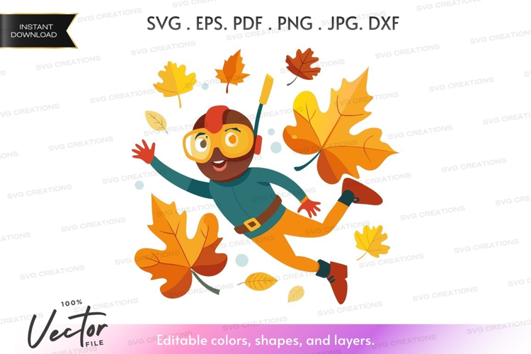 Joyful fall leap