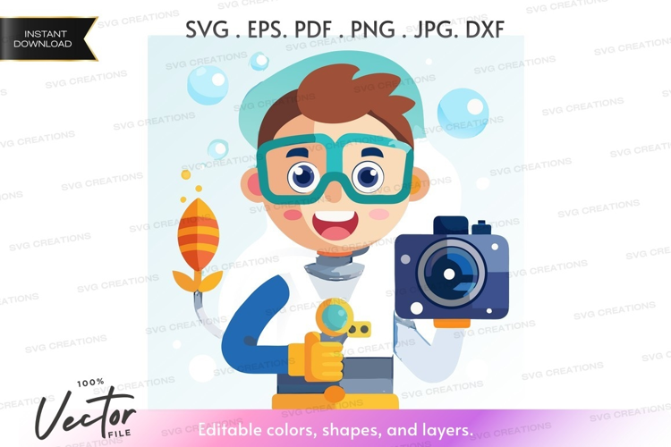 Young scientist with camera