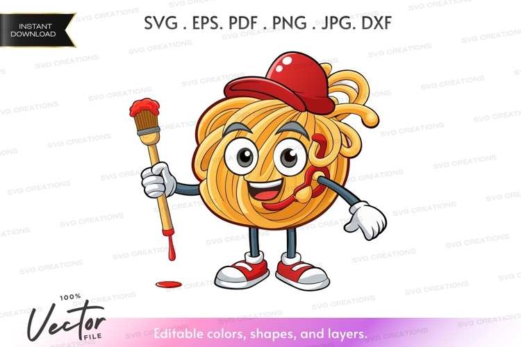 Spaghetti artist vector clipart example image 1